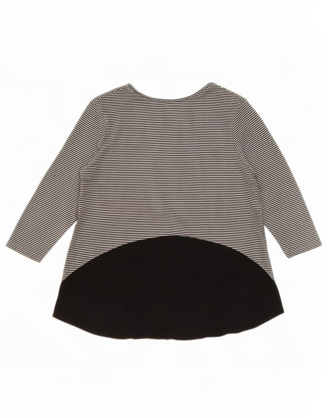 Zara Womens Top 3/4 Sleeve UK 10 Small Black Pinstripe Polyester