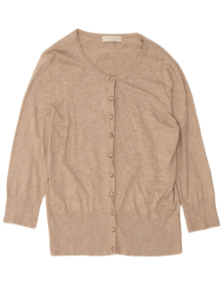 Marks & Spencer Womens 3/4 Sleeve Cardigan Sweater UK 12 Medium Beige