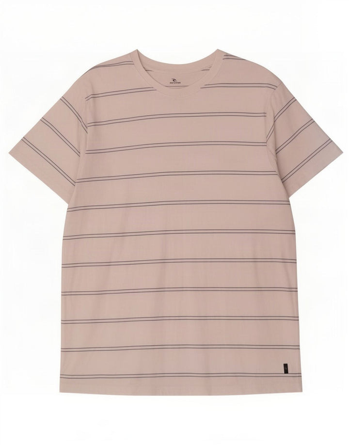 Rip Curl Mens Standard Fit T-Shirt Top Large White Striped