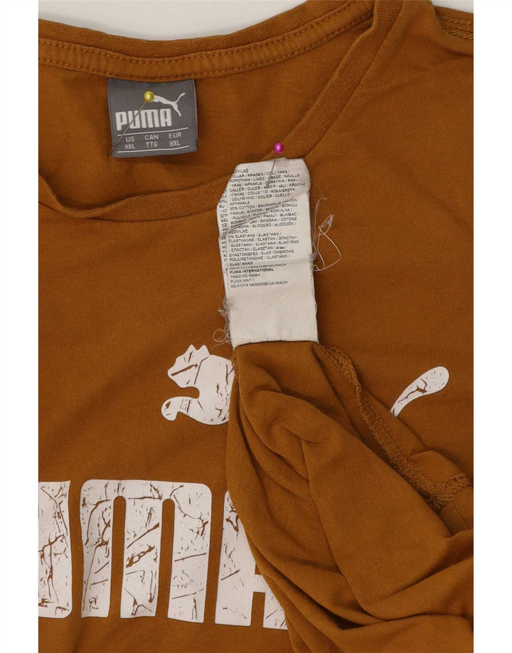 Puma Mens Graphic T-Shirt Top 2XL Brown Cotton