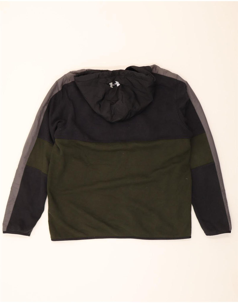 UNDER ARMOUR Mens Fitted Zip Hoodie Sweater XL Green Colourblock Cotton Vintage Under Armour and Second-Hand Under Armour from Messina Hembry 