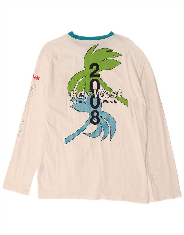 Slam Mens Florida Graphic Top Long Sleeve Large White Cotton
