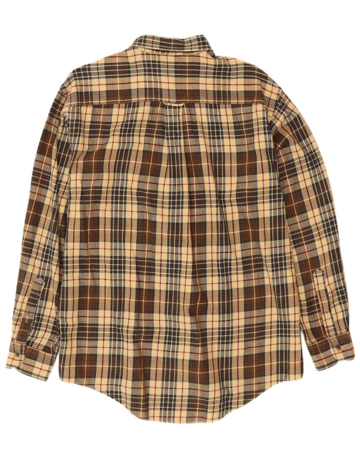 NAUTICA Mens Flannel Shirt Medium Brown Check Cotton