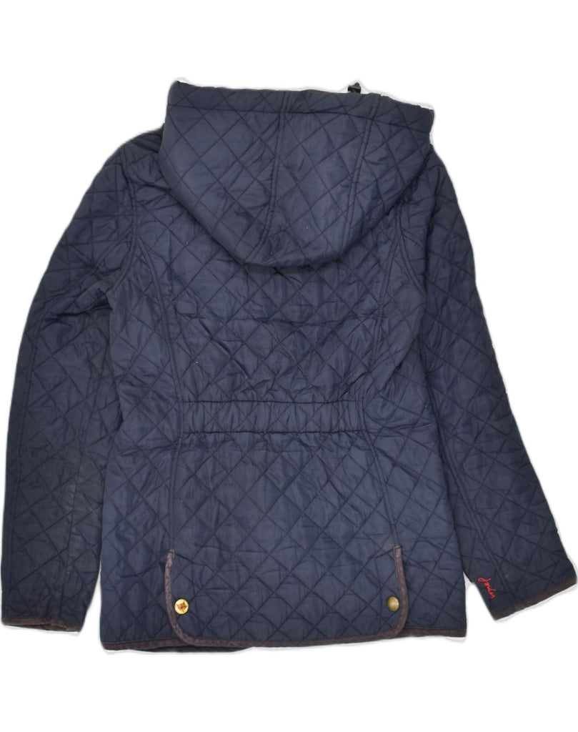 JOULES Womens Hooded Quilted Jacket UK 10 Small Navy Blue Cotton | Vintage Joules | Thrift | Second-Hand Joules | Used Clothing | Messina Hembry 