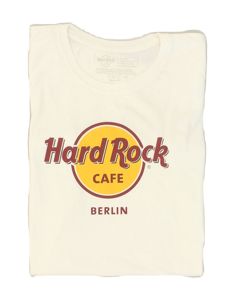 HARD ROCK CAFE Womens Berlin Graphic T-Shirt Top UK 12 Medium White Cotton | Vintage Hard Rock Cafe | Thrift | Second-Hand Hard Rock Cafe | Used Clothing | Messina Hembry 