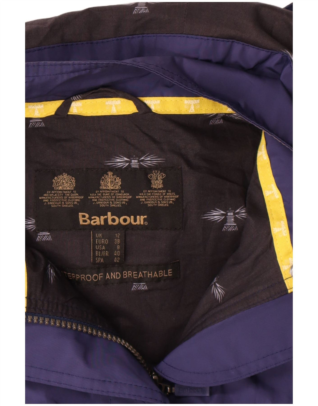 Barbour Womens Hooded Windbreaker Coat UK 12 Medium Navy Blue
