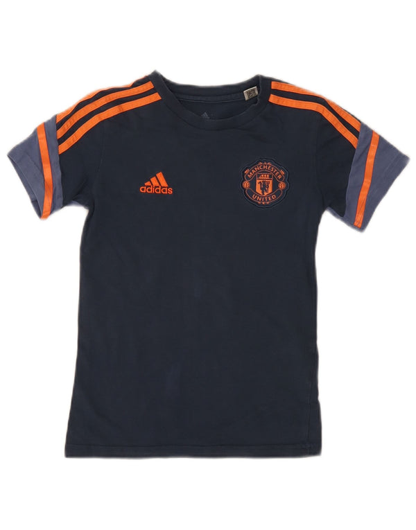 Adidas Boys Manchester United Graphic T-Shirt Top 7-8 Years Navy Blue