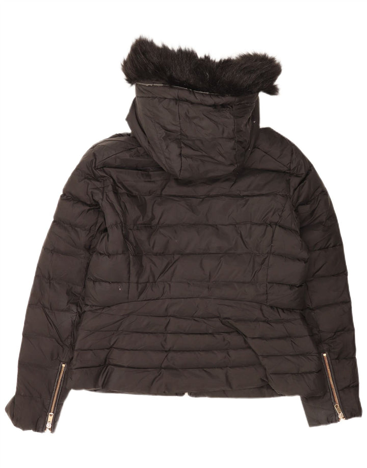 Zara Womens Hooded Padded Jacket UK 18 XL Black Polyester