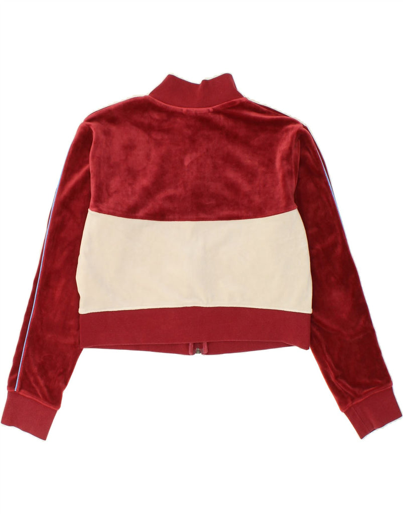 NIKE Womens Crop Tracksuit Top Jacket UK 12 Medium Maroon Colourblock | Vintage Nike | Thrift | Second-Hand Nike | Used Clothing | Messina Hembry 
