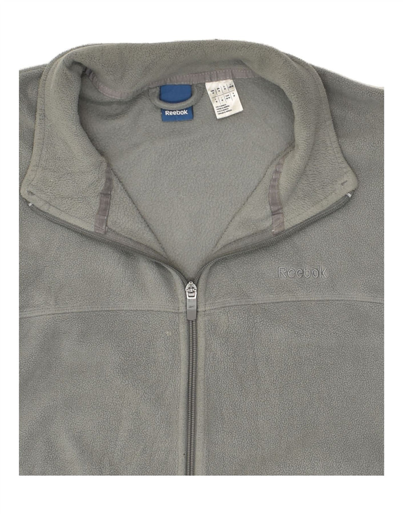 REEBOK Mens Fleece Jacket UK 38 Medium Grey Polyester | Vintage Reebok | Thrift | Second-Hand Reebok | Used Clothing | Messina Hembry 