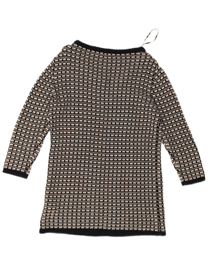 Marks & Spencer Womens Knit Tunic Dress UK 8 Small Black Geometric