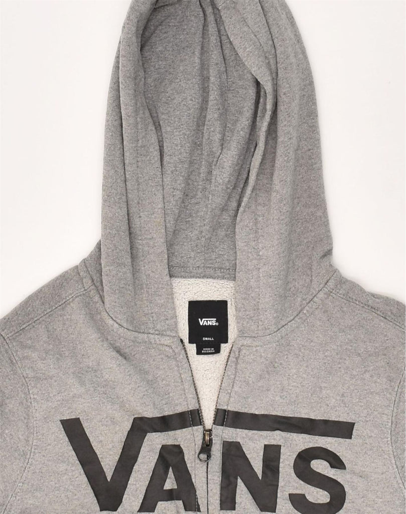 VANS Womens Graphic Zip Hoodie Sweater UK 10 Small Grey Cotton | Vintage Vans | Thrift | Second-Hand Vans | Used Clothing | Messina Hembry 