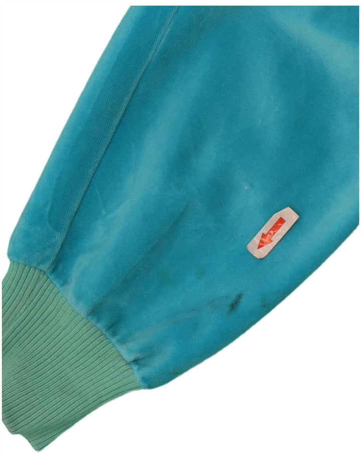 Codice Womens Velour Sweatshirt Jumper UK 12 Medium Blue Colourblock Cotton