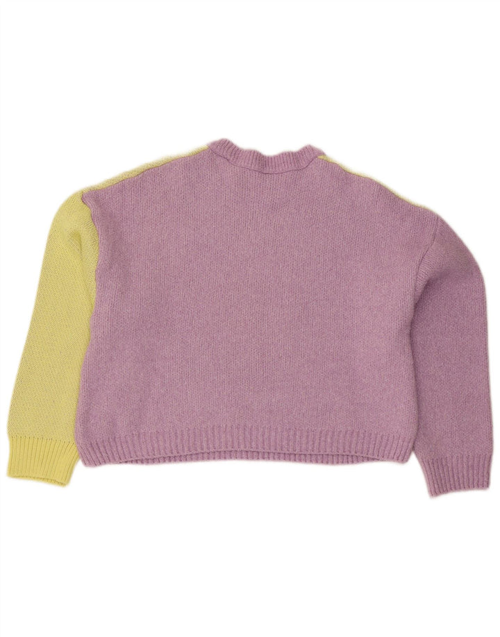Zara Womens Graphic Crew Neck Jumper Sweater UK 12 Medium Purple