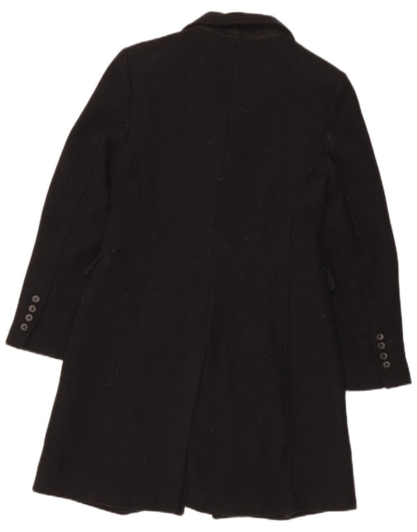 Zara Womens Overcoat UK 10 Small Black Wool