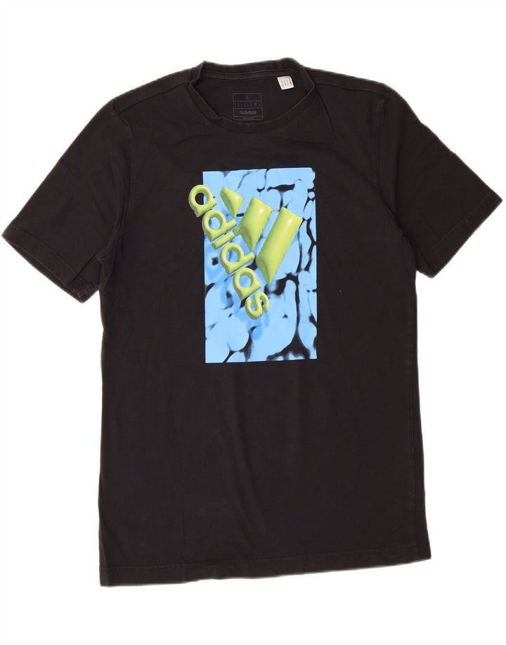 ADIDAS Mens Graphic T-Shirt Top Small Black Cotton Vintage Adidas and Second-Hand Adidas from Messina Hembry 