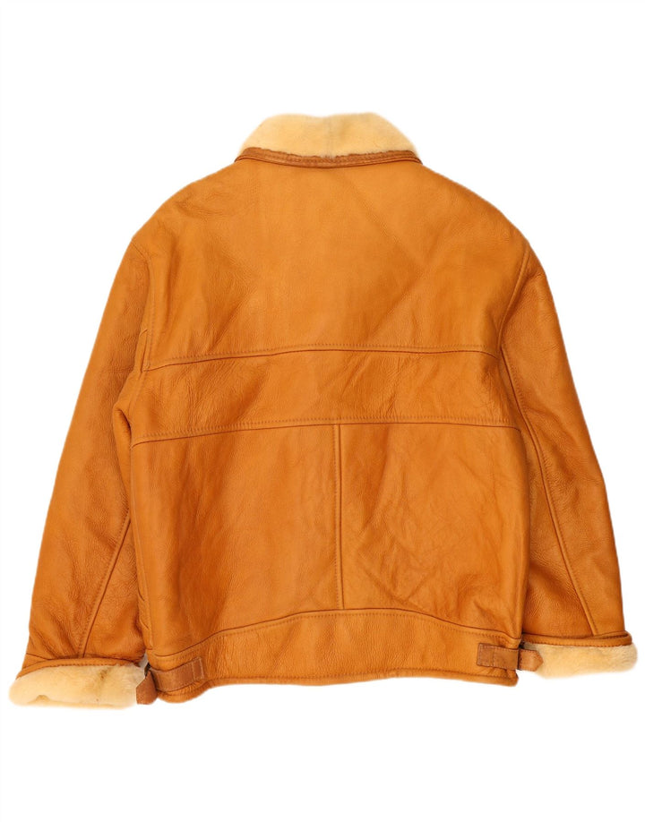 VINTAGE Mens Shearling Jacket IT 52 XL Beige Shearling