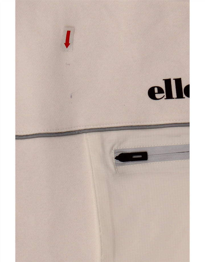 ELLESSE Womens Oversized Crop Graphic Sweatshirt Jumper UK 10 Small White