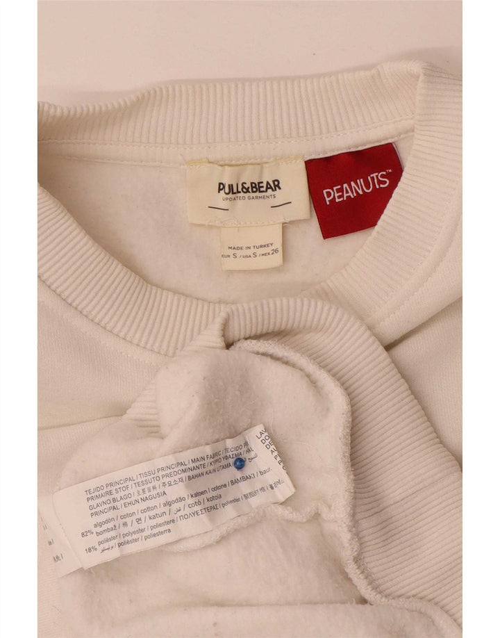 Pull & Bear Womens Peanuts Graphic Sweatshirt Jumper UK 10 Small White