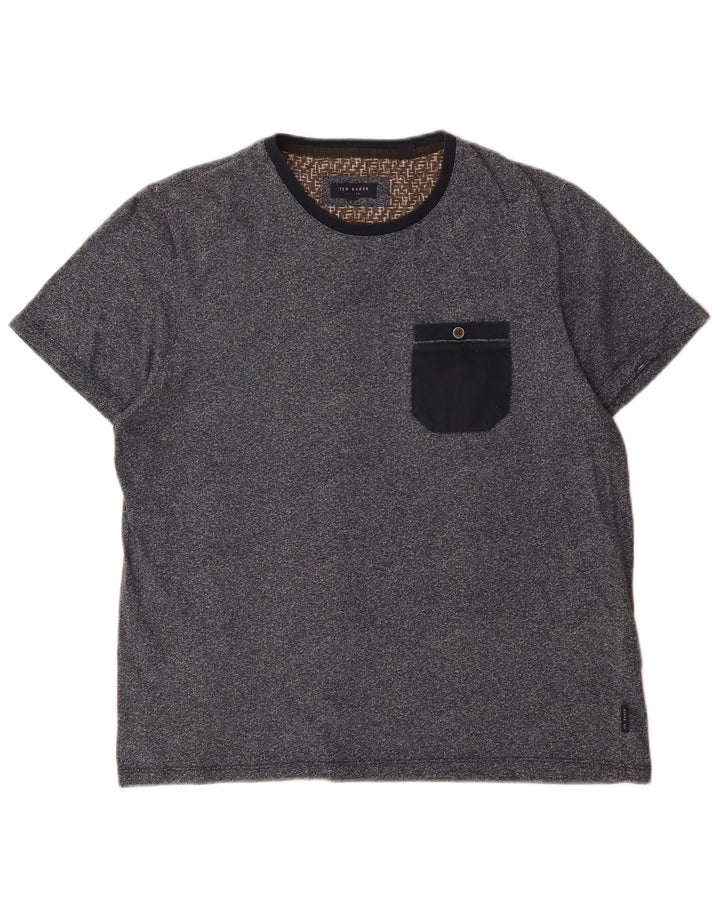 Ted Baker Mens T-Shirt Top Size 4 Large Navy Blue Flecked Cotton