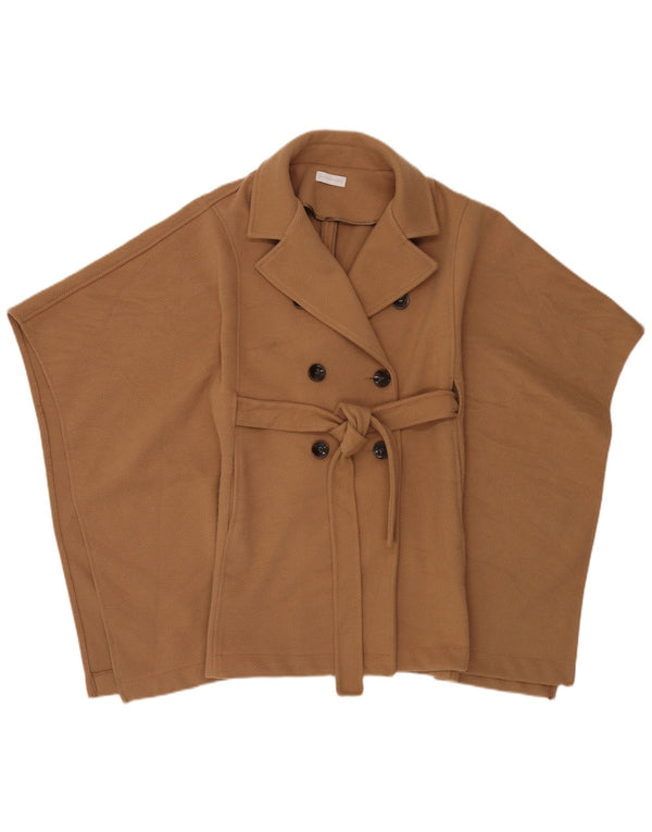 Diana Gallesi Womens Double Breasted Cape Coat One Size Beige Polyester