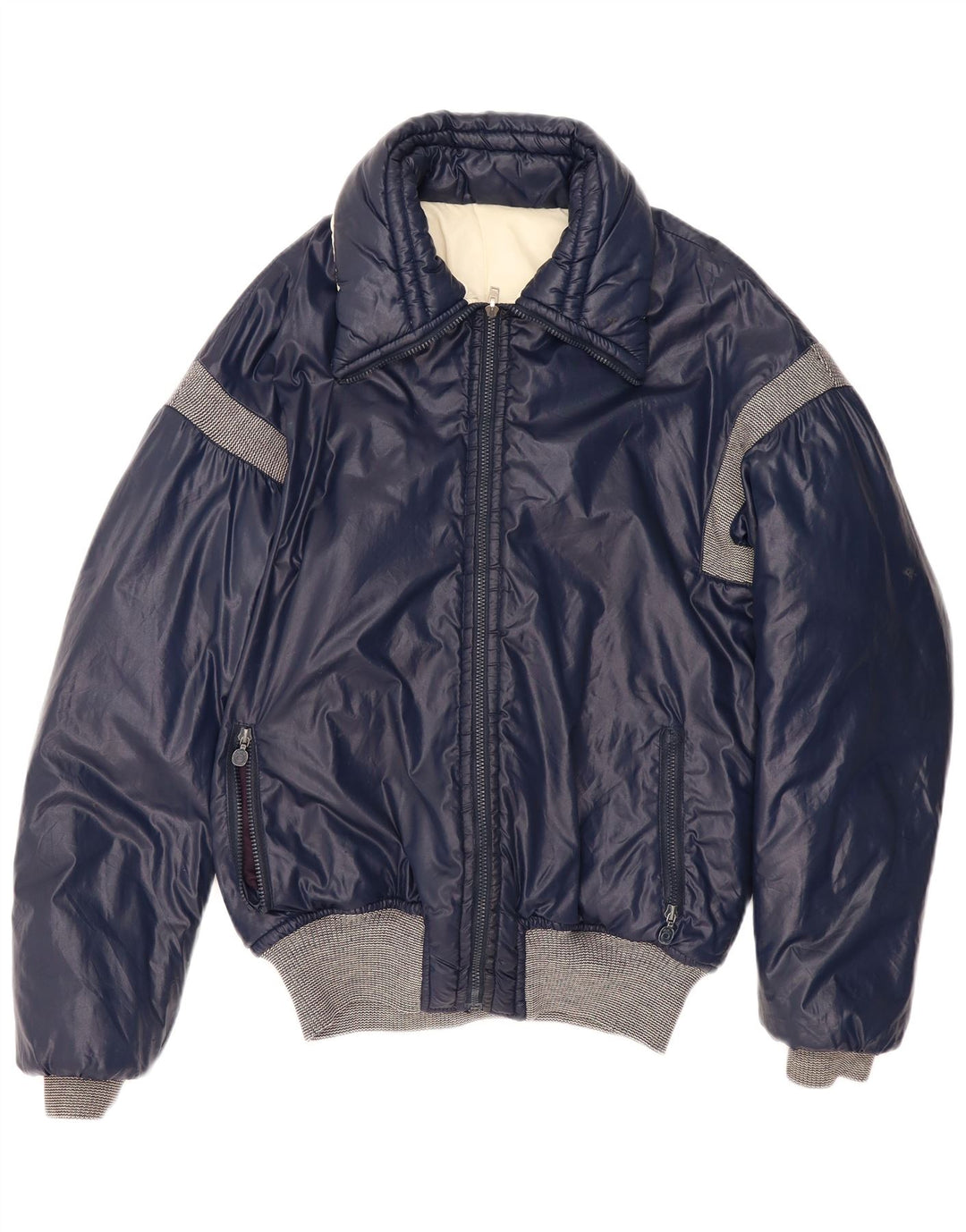 Vintage Mens Padded Jacket UK 40 Large Navy Blue Colourblock