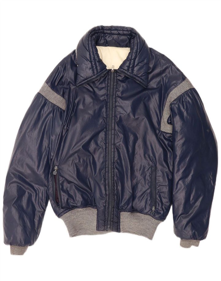 Vintage Mens Padded Jacket UK 40 Large Navy Blue Colourblock