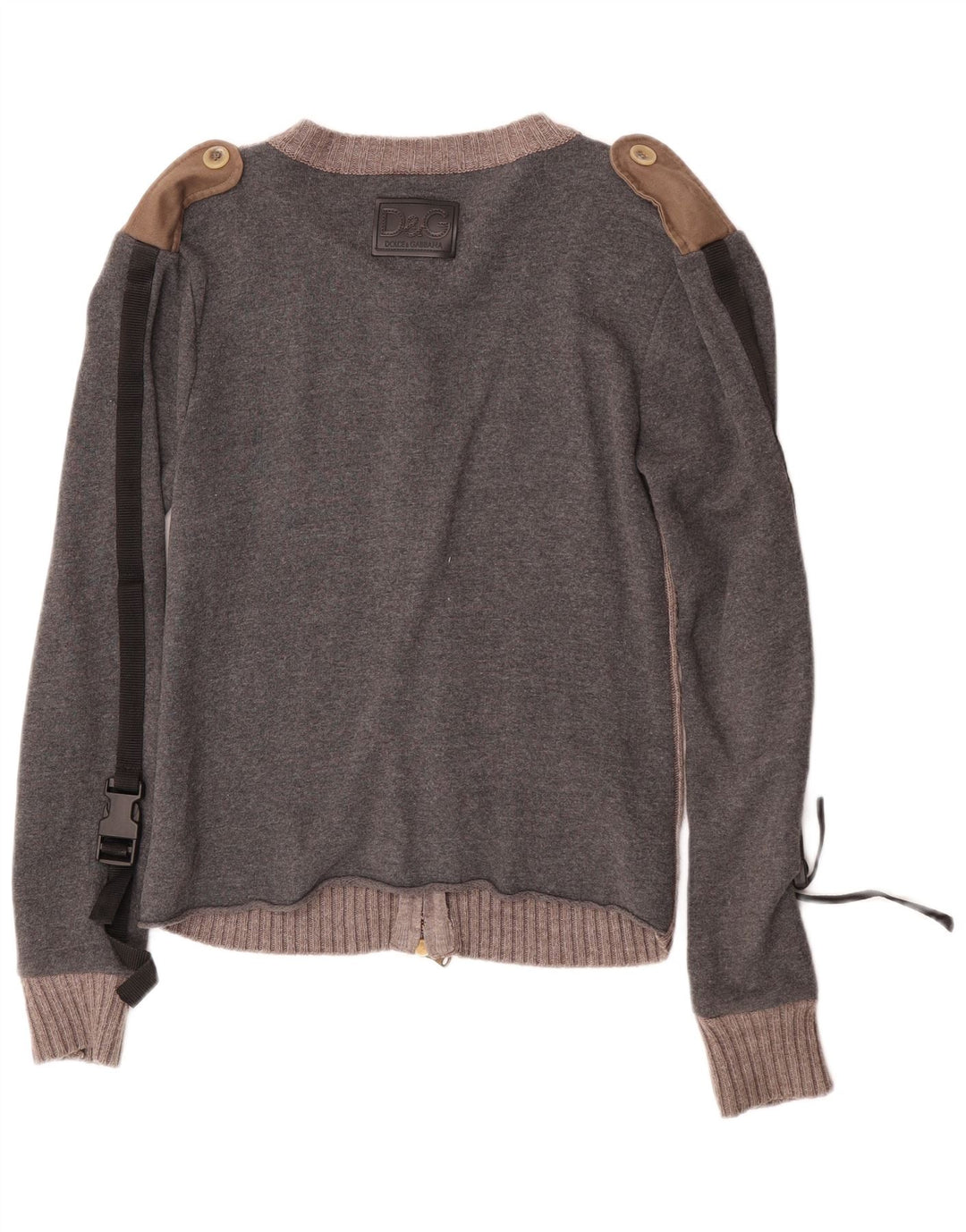 Dolce & Gabbana Mens Cardigan Sweater UK 10 Small Grey Colourblock Cotton