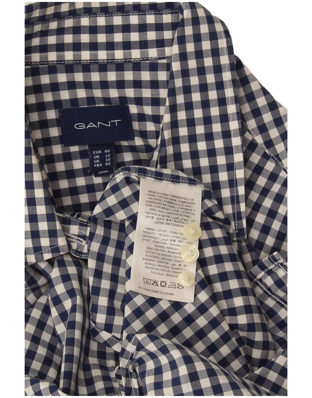Gant Womens Shirt UK 12 Medium Blue Gingham Cotton