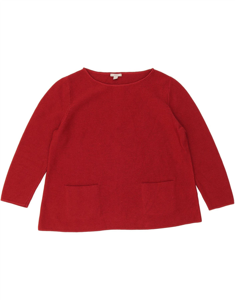 COS Womens 3/4 Sleeve Boat Neck Jumper Sweater UK 16 Large Maroon Wool Vintage Cos and Second-Hand Cos from Messina Hembry 