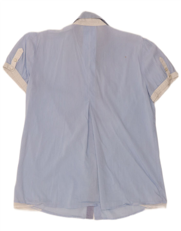 Marella Womens Short Sleeve Tuxedo Shirt IT 44 Medium Blue Colourblock