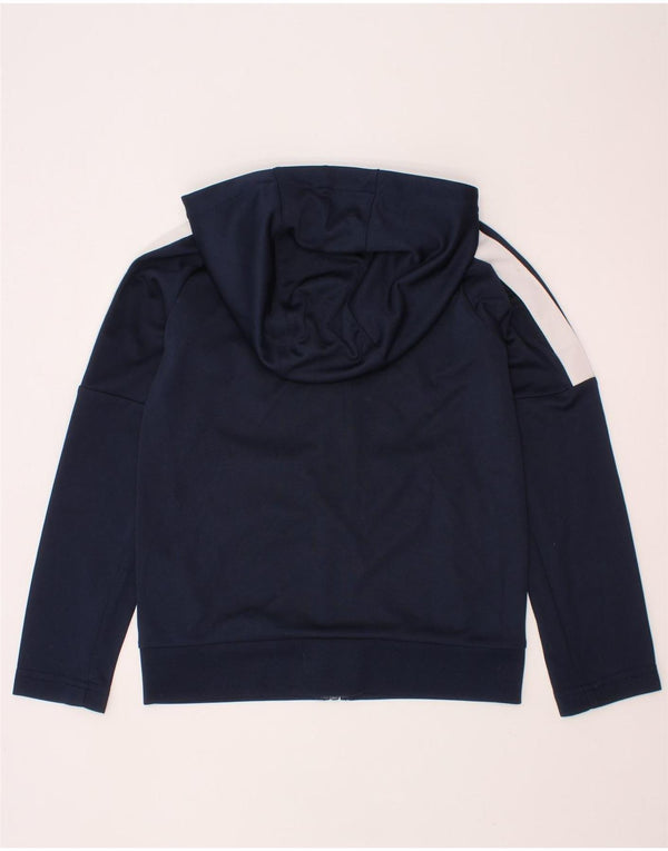 NIKE Boys Zip Hoodie Sweater 6-7 Years Large Navy Blue Colourblock
