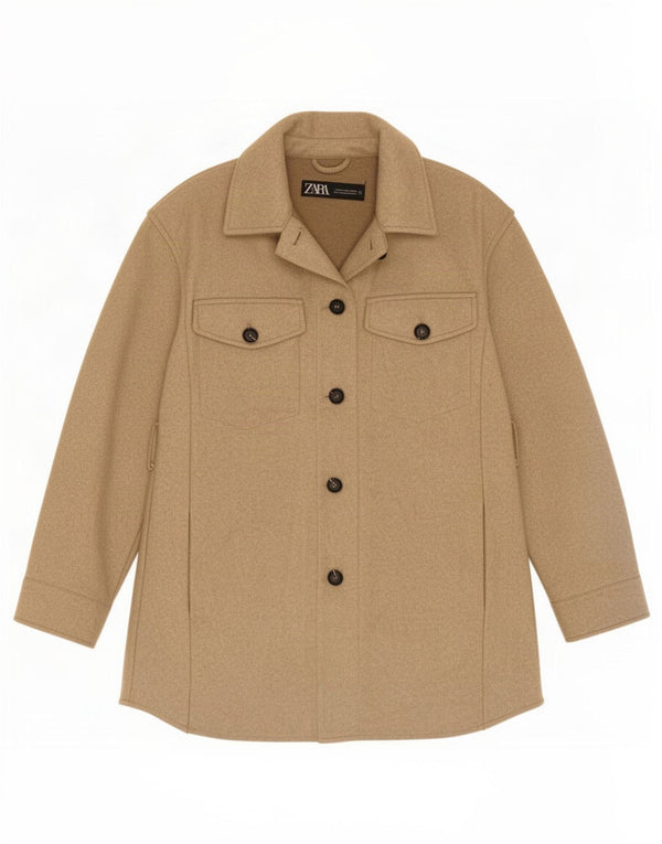 Zara Womens Utility Jacket UK 6 XS Beige Polyester