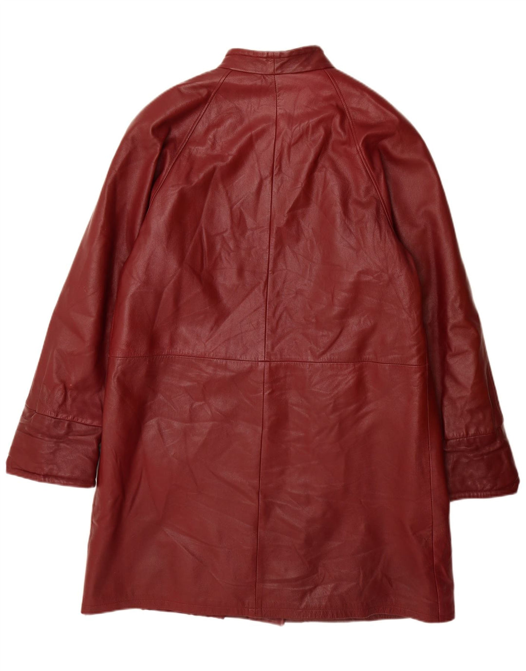 Vintage Womens Leather Coat IT 46 Large Burgundy Leather