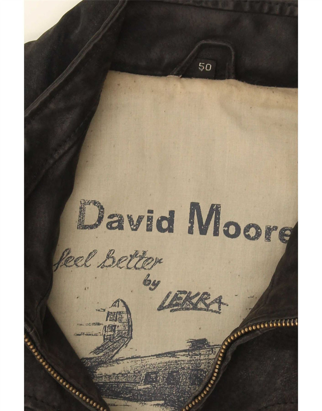 David Moore Mens Leather Gilet IT 50 Large Black