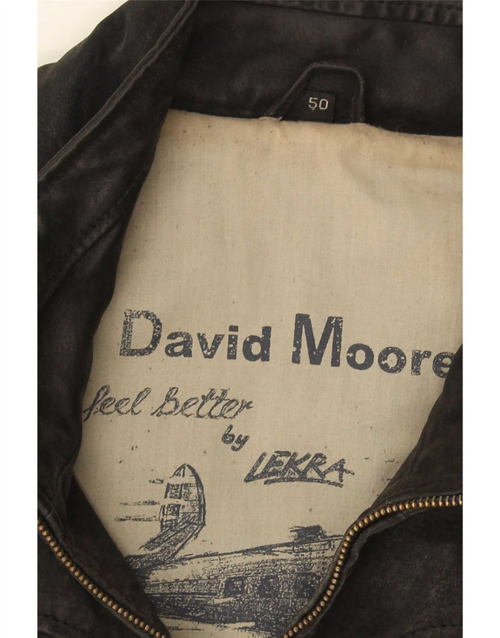 David Moore Mens Leather Gilet IT 50 Large Black