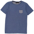 Zara Mens T-Shirt Top XL Blue Striped Cotton
