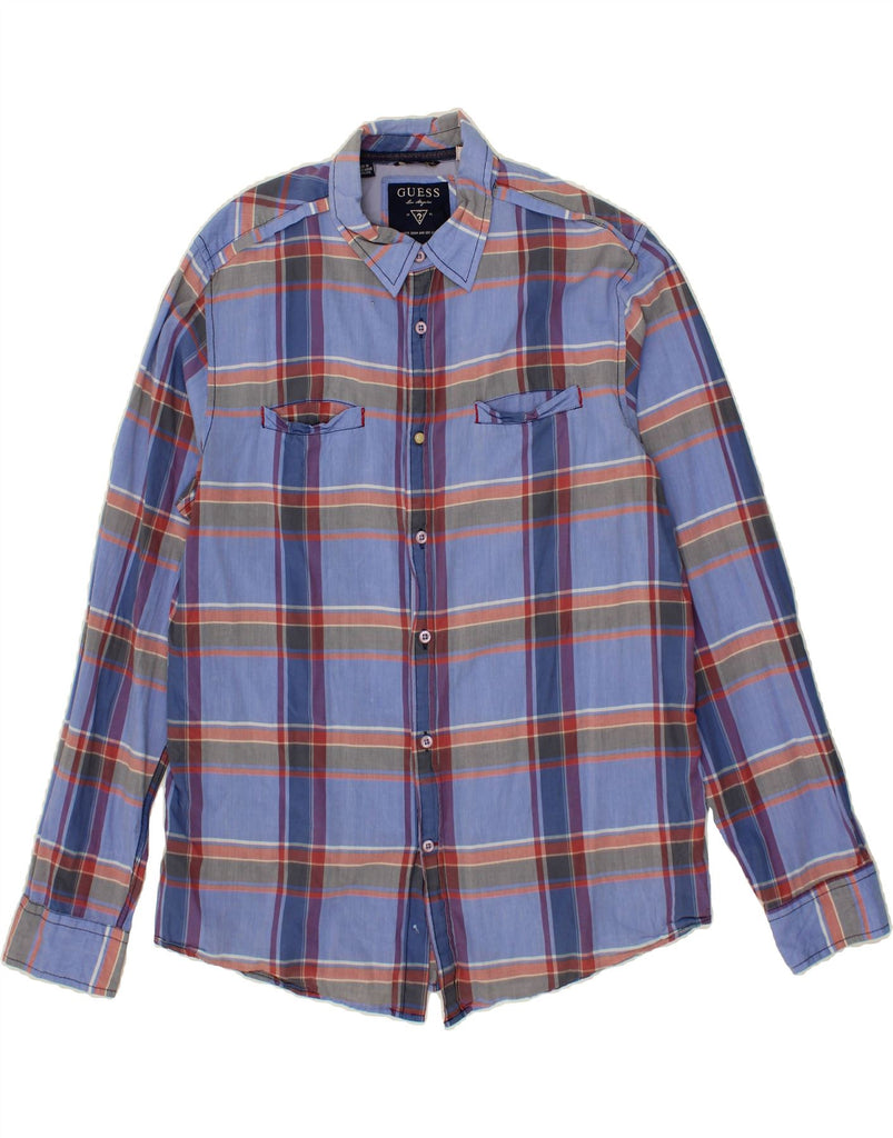 GUESS Mens Shirt Large Blue Check Cotton | Vintage Guess | Thrift | Second-Hand Guess | Used Clothing | Messina Hembry 