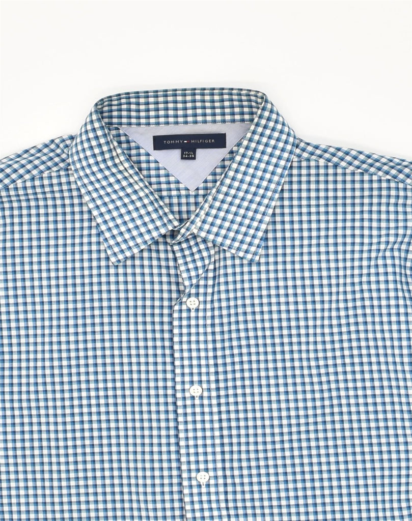 TOMMY HILFIGER Mens Shirt Size 17 1/2 XL Blue Check Cotton | Vintage Tommy Hilfiger | Thrift | Second-Hand Tommy Hilfiger | Used Clothing | Messina Hembry 