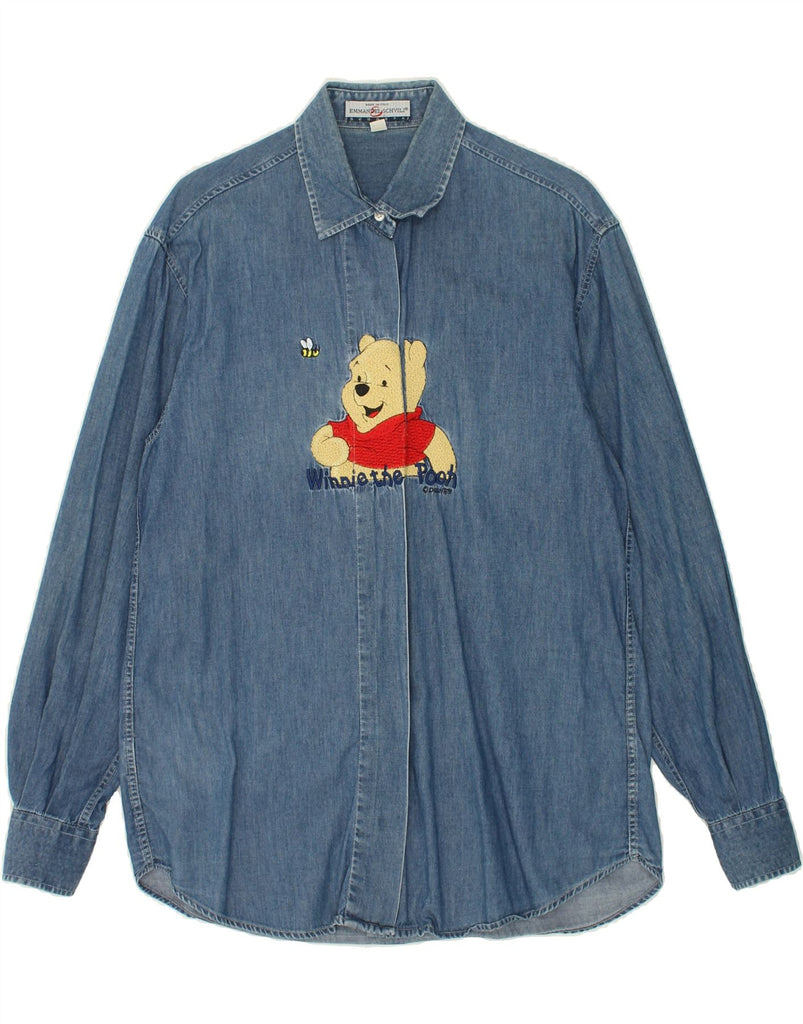 EMMANUEL SCHVILI Womens Disney Graphic Denim Shirt EU 40 Medium Blue | Vintage Emmanuel Schvili | Thrift | Second-Hand Emmanuel Schvili | Used Clothing | Messina Hembry 