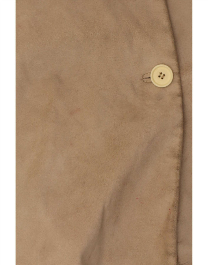 Vintage Womens Suede Overcoat UK 10 Small Beige Leather