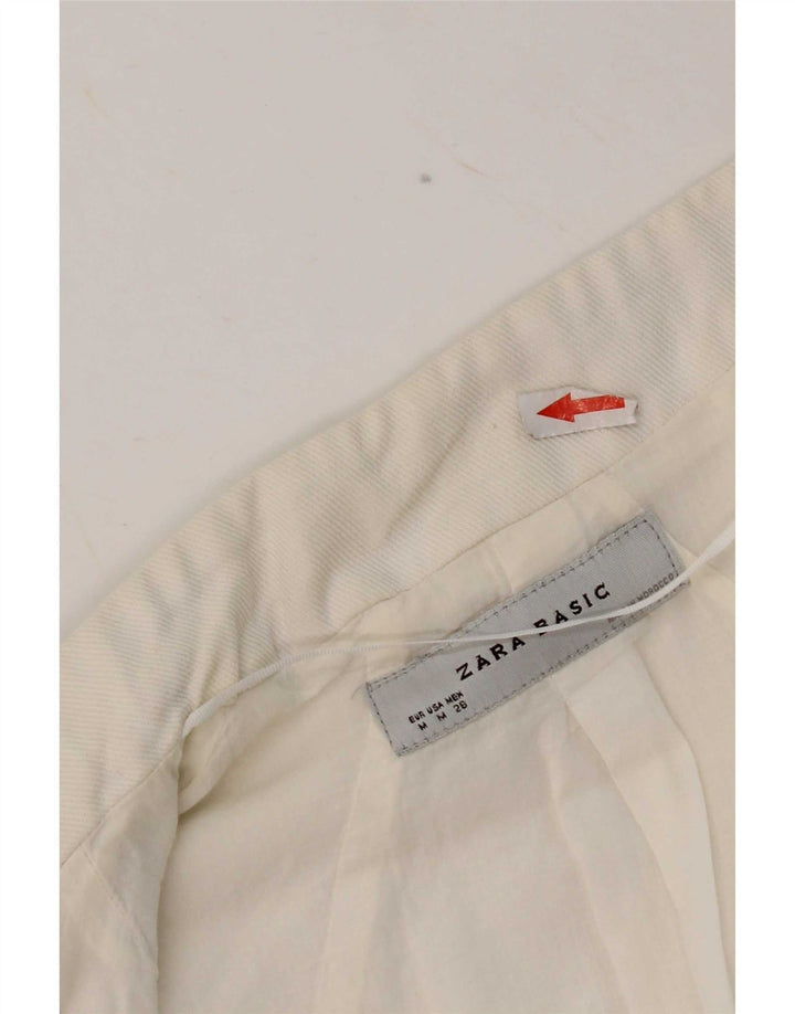 Zara Womens Open Bolero Jacket UK 12 Medium White Cotton