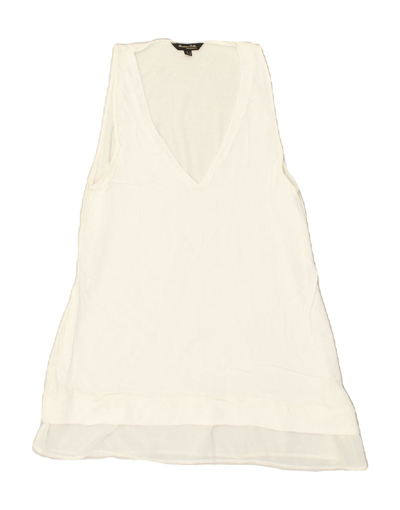 MASSIMO DUTTI Womens Sleeveless Tunic Top UK 8 Small White | Vintage Massimo Dutti | Thrift | Second-Hand Massimo Dutti | Used Clothing | Messina Hembry 