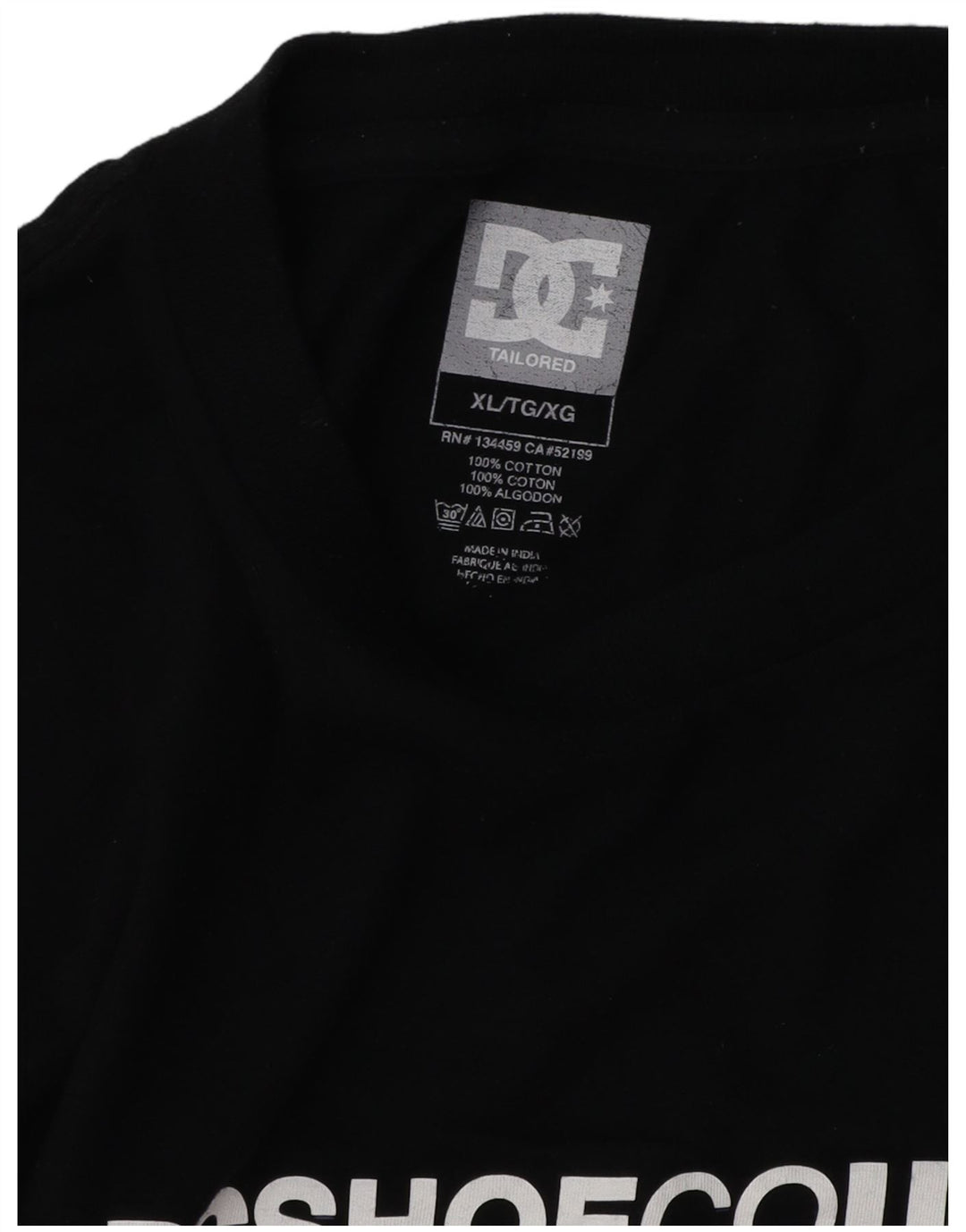 DC Mens Tailored Fit Graphic T-Shirt Top XL Black Cotton