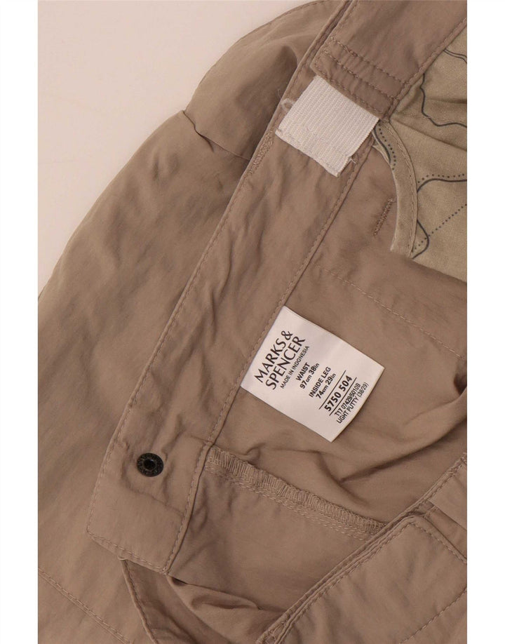 Marks & Spencer Mens Cargo Shorts W38 XL Beige Cotton