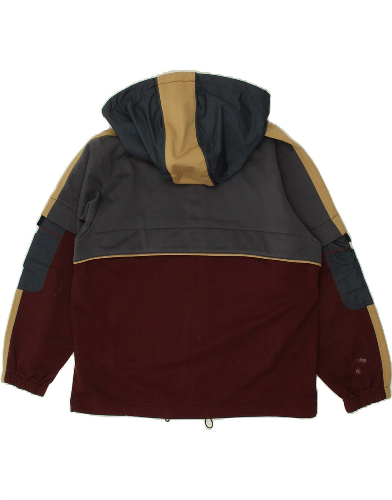 DIADORA Boys Hooded Tracksuit Top Jacket 12-13 Years Maroon Colourblock Vintage Diadora and Second-Hand Diadora from Messina Hembry 