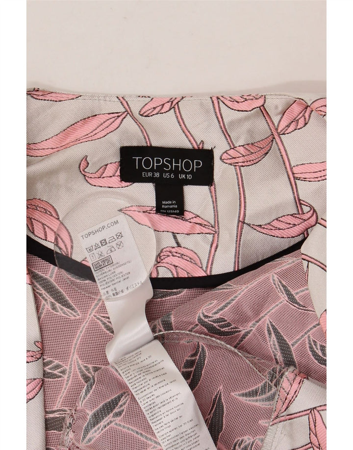 Topshop Womens Crop Abstract Pattern Shirt Blouse UK 10 Small White