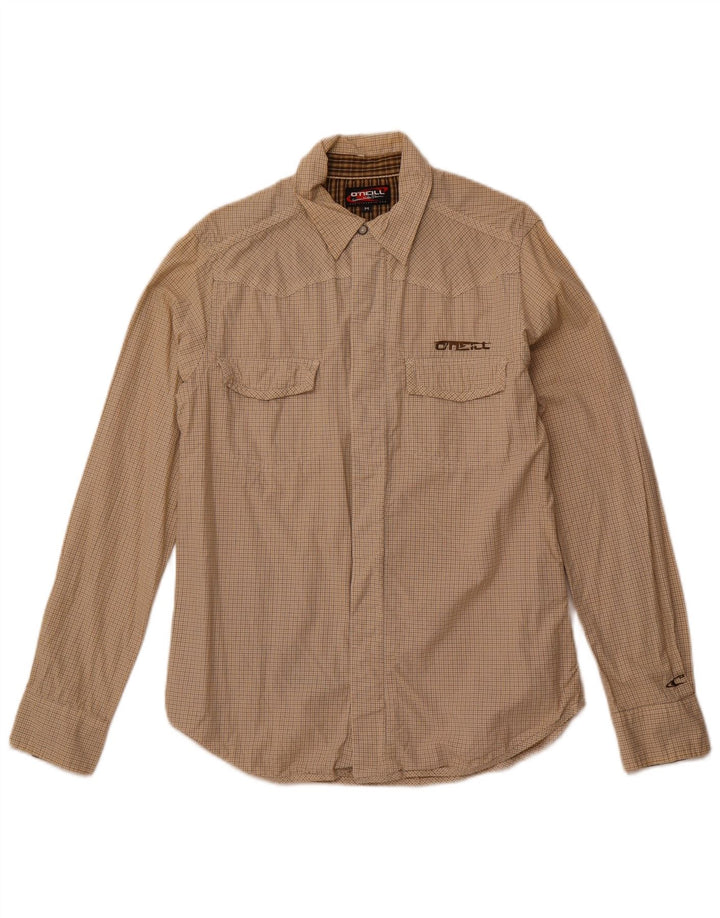 O'NEILL Mens Graphic Shirt Medium Beige Check Cotton