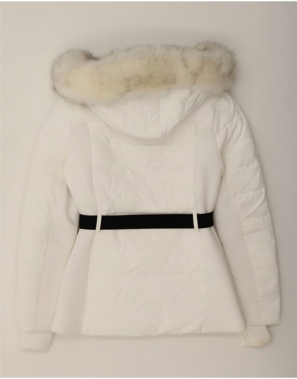 Michael Kors Womens Hooded Padded Jacket UK 10 Small White Polyester
