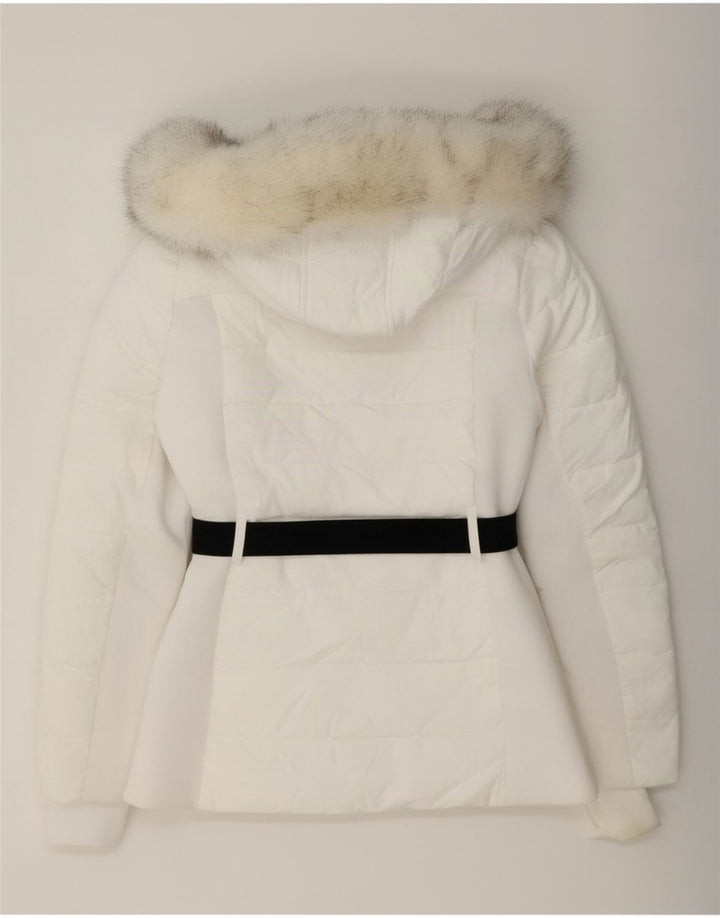 Michael Kors Womens Hooded Padded Jacket UK 10 Small White Polyester